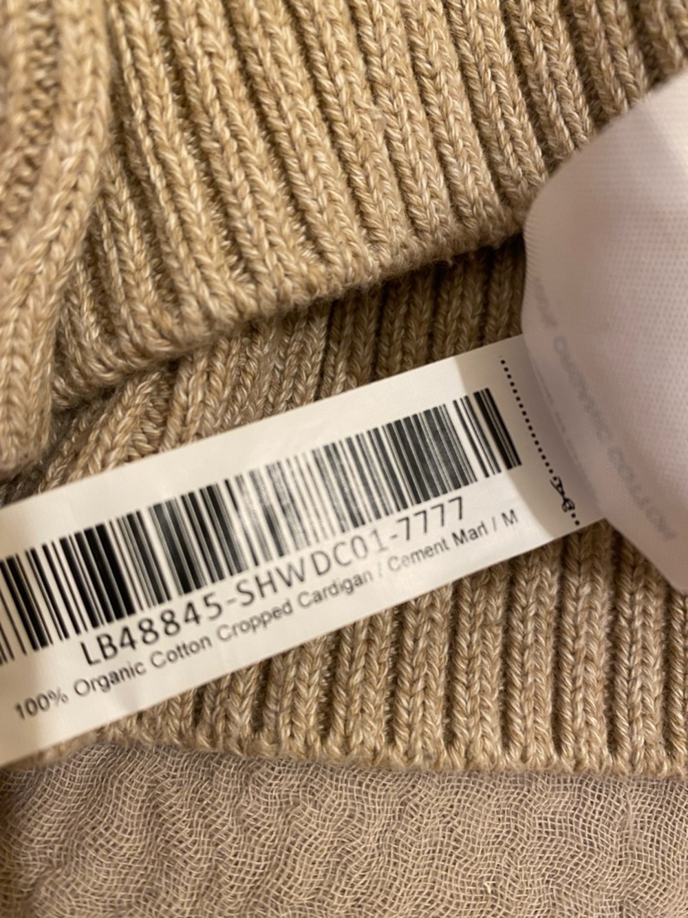 Quince Taupe Button-Front Crew Orhanic cotton Cropped Cardigan. Size M - Picture 6 of 11